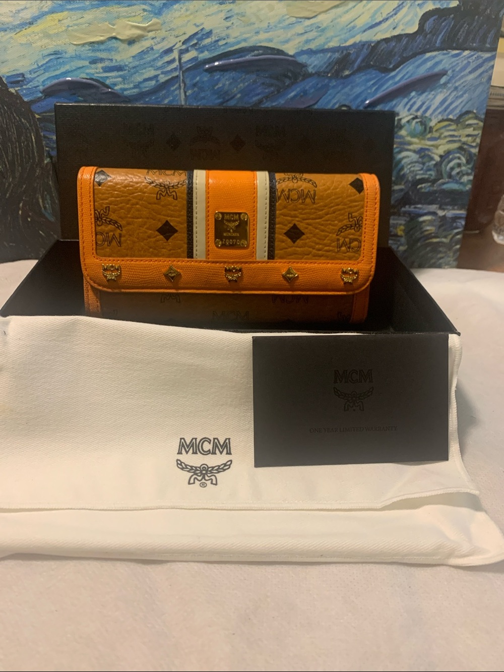 MCM Cognac and Orange Visetos Continental Wallet EUC - Picture 10 of 11